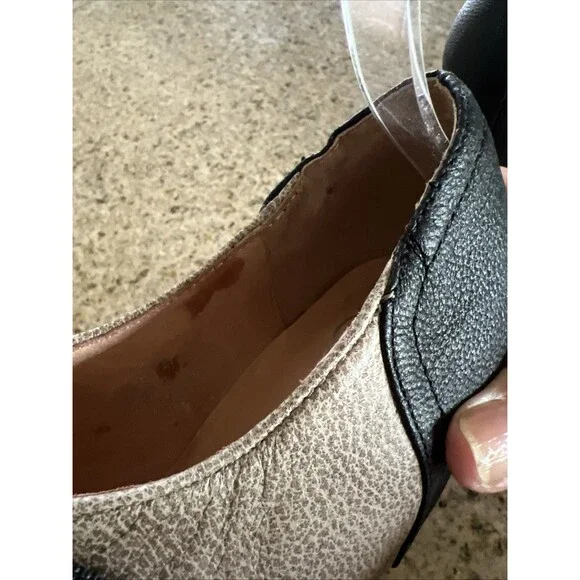 Jeffrey Campbell Brown/Black Leather Mary Jane Size 6.5 Women's Wedge Heel Tie - Picture 8 of 11